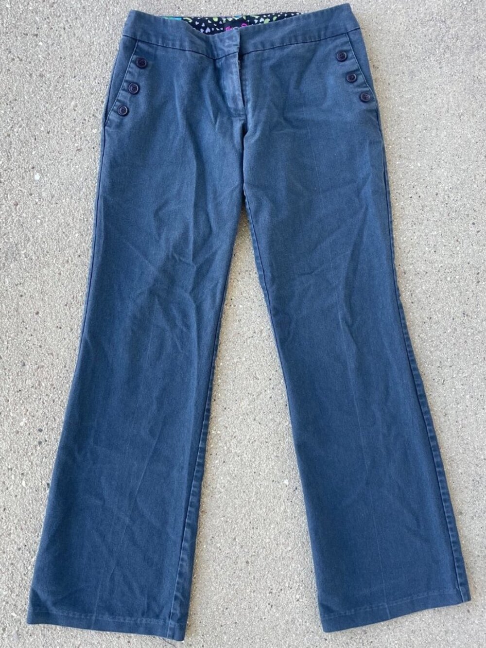 Vintage Y2K Flirtatious Low Rise Pants Wide Leg Navy Bootcut Sz 1 Indie Skater
